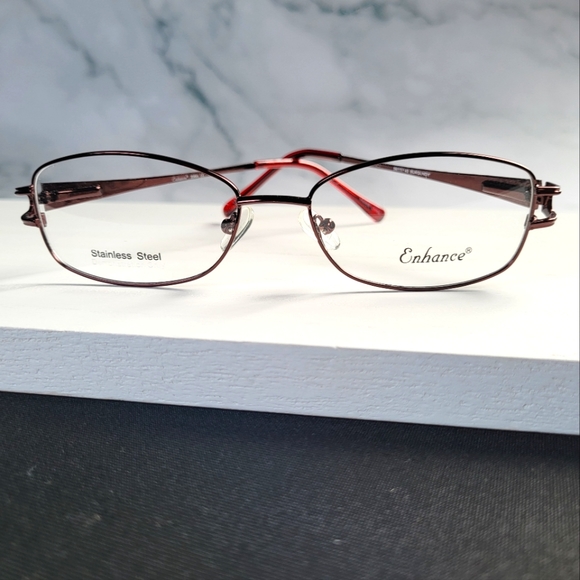 NEW STAINLESS STEEL Full Rim Rx'able Eyeglass Frame, Glasses burgundy 54-17-140 - Picture 7 of 7